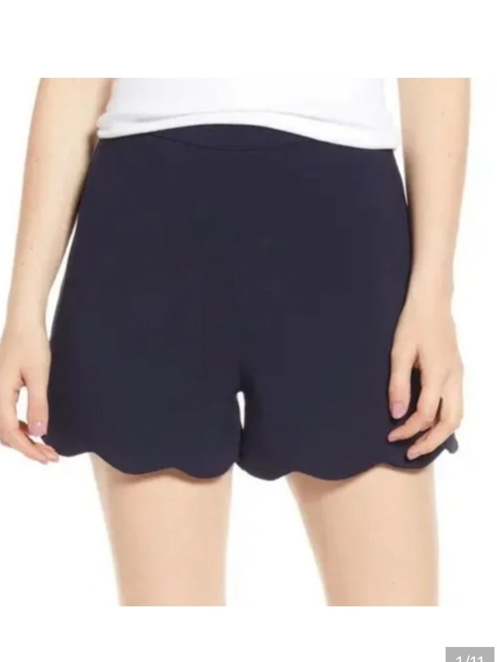 bishop + young Black Scalloped Hem High-Waist Shorts